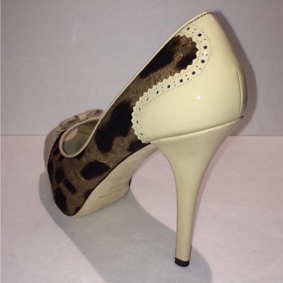 Dolce&Gabbana Peep Toe Leopard Patent Leather Pump - Picture 5 of 7